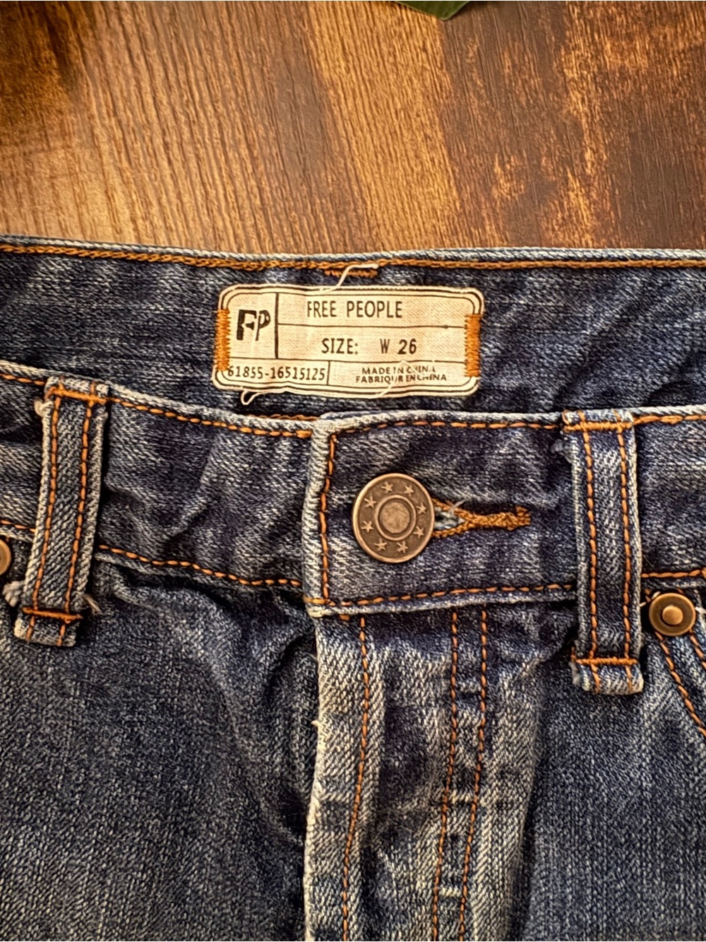 Free People Distressed Blue Denim Cutoff Shorts - Picture 2 of 5